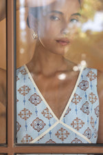 Vintage Tales Top from Humidity Lifestyle - Blue/Cream