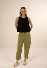 Huxe Linen Blend Pant from Humidity Lifestyle - Olive