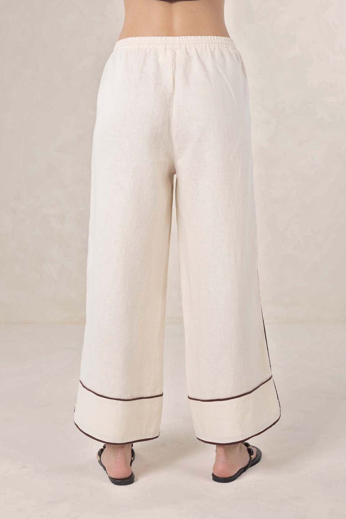 Lugano Linen Pant from Humidity Lifestyle - Cream/chocolate