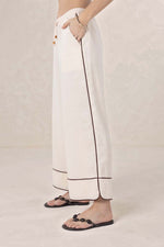Lugano Linen Pant from Humidity Lifestyle - Cream/chocolate