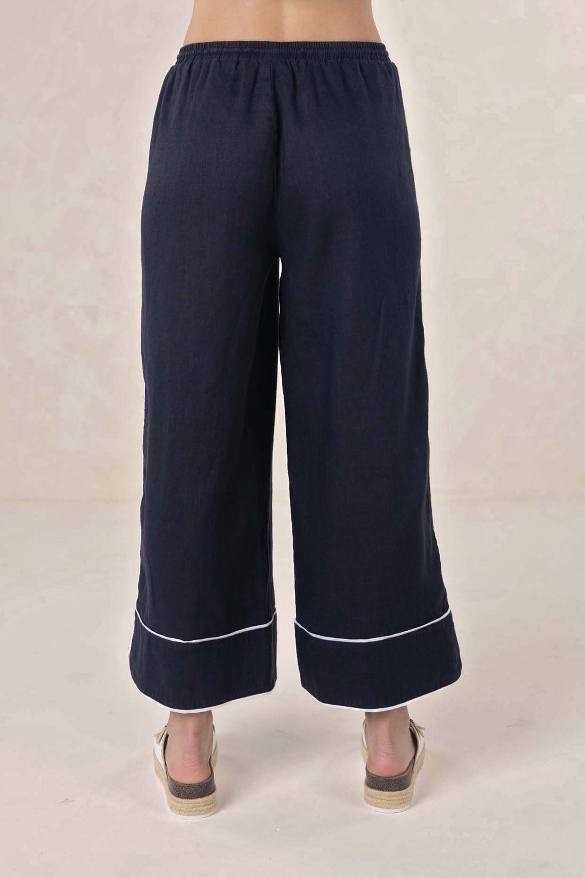 Lugano Linen Pant from Humidity Lifestyle -Navy/White