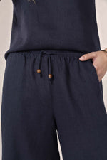 Lugano Linen Pant from Humidity Lifestyle -Navy/White
