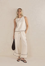 Lugano Linen Pant from Humidity Lifestyle - Cream/chocolate