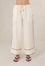 Lugano Linen Pant from Humidity Lifestyle - Cream/chocolate