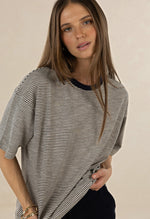 Bestie Stripe Tee - Midnight stripe