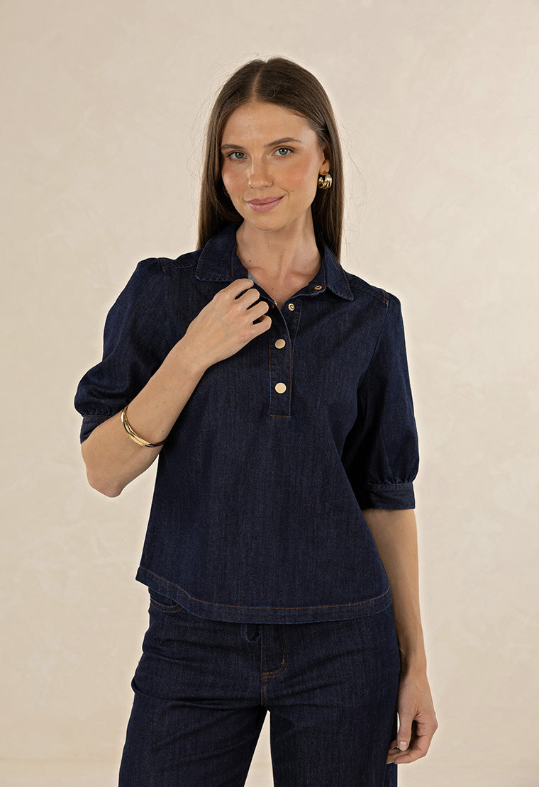 Ivy Denim shirt from Humidity Lifestyle - Dark Denim