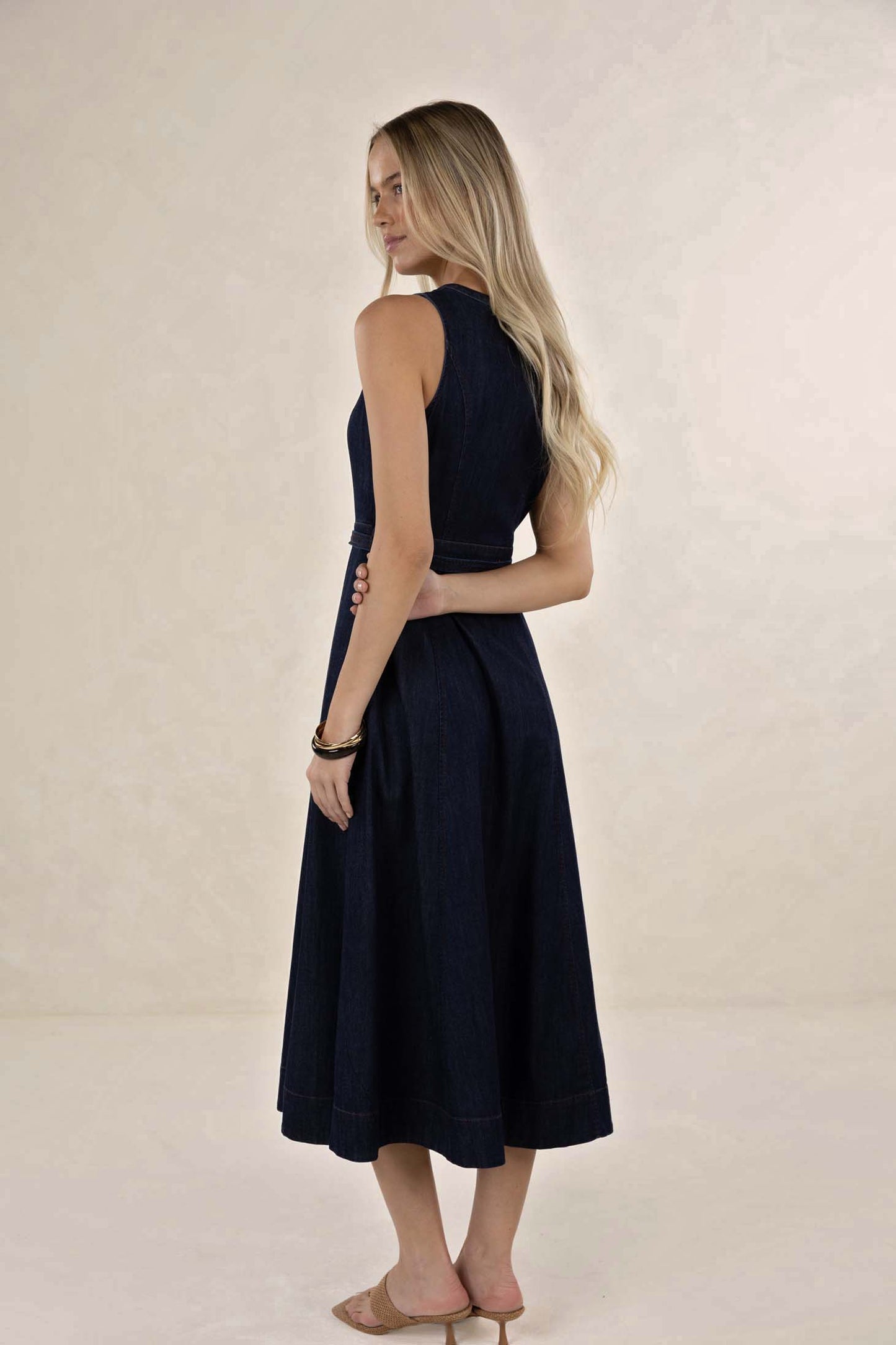 Ivy Denim Midi Dress from Humidity Lifestyle - Dark Denim