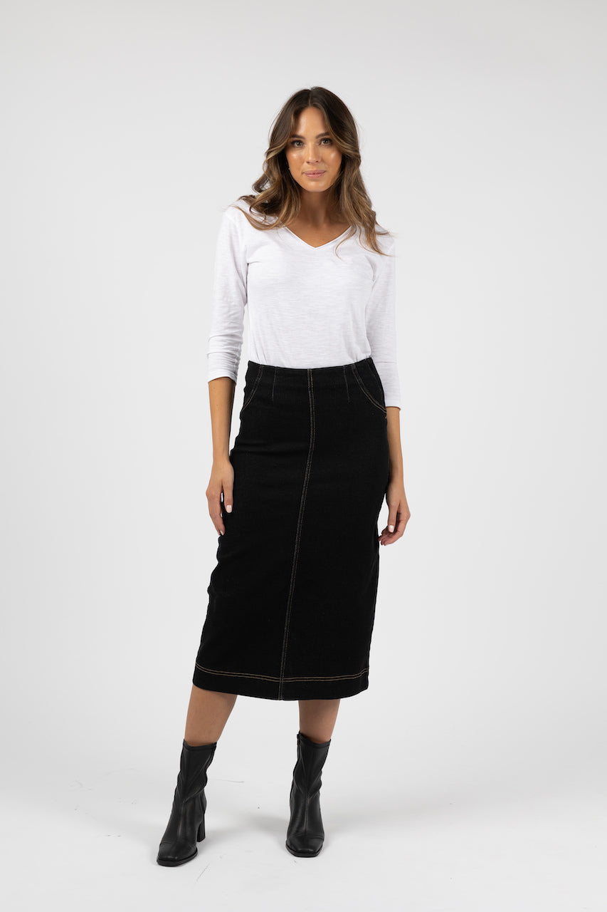 Nevada Skirt - Black Denim