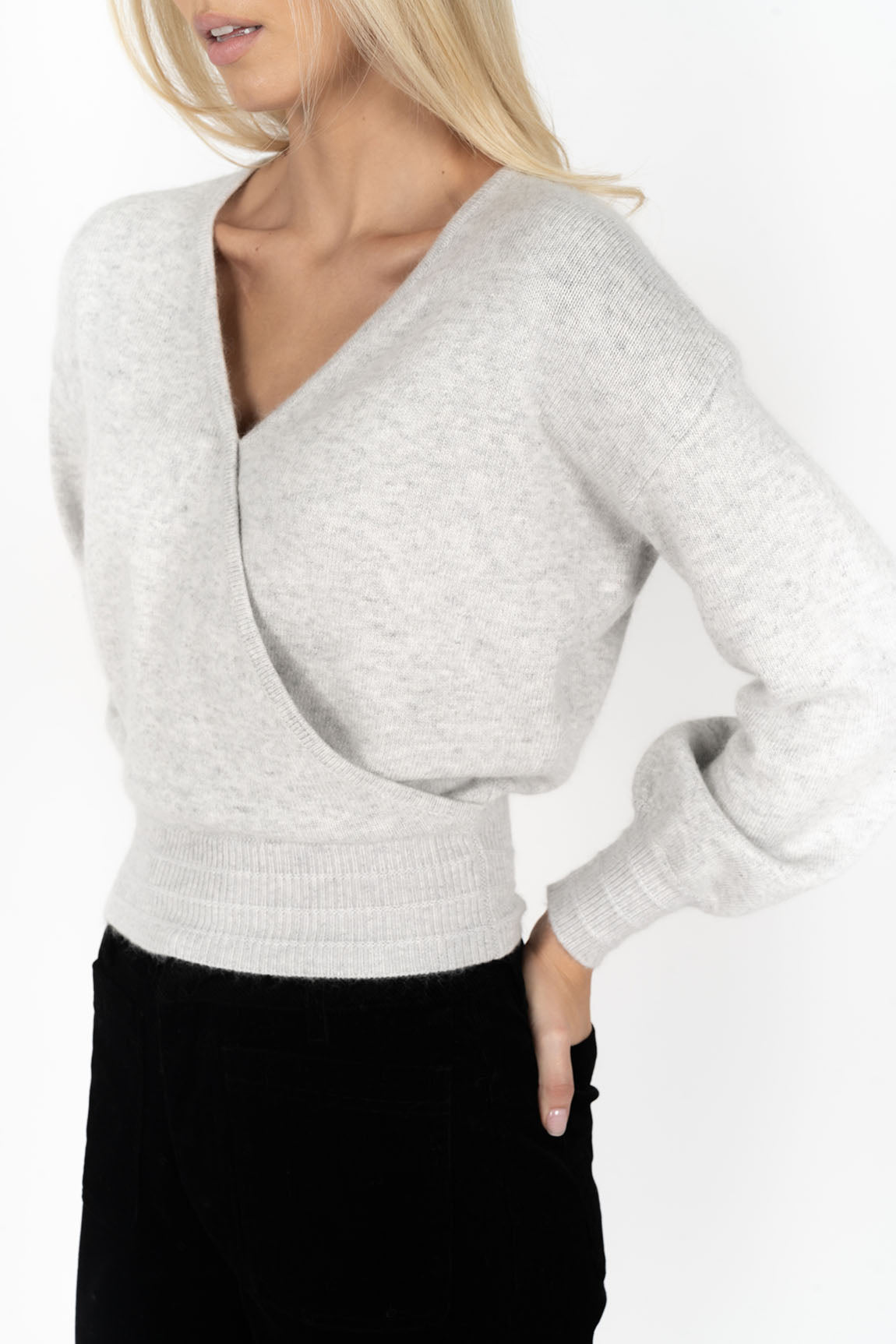 Mika Wrap Top - Light Grey