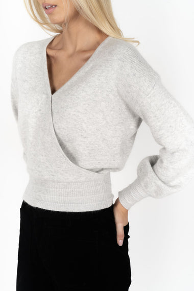 Mika Wrap Top - Light Grey