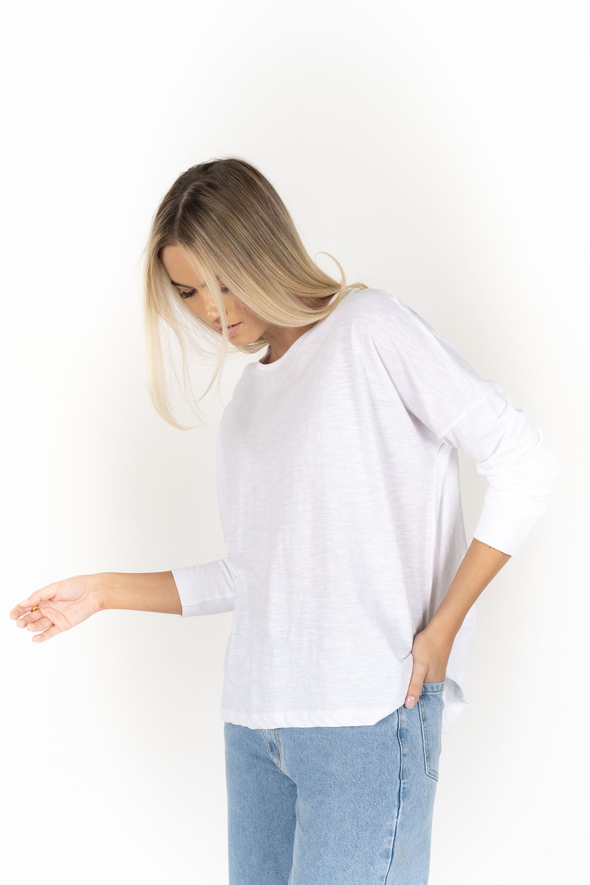 Long sleeve Dippy Tee - White