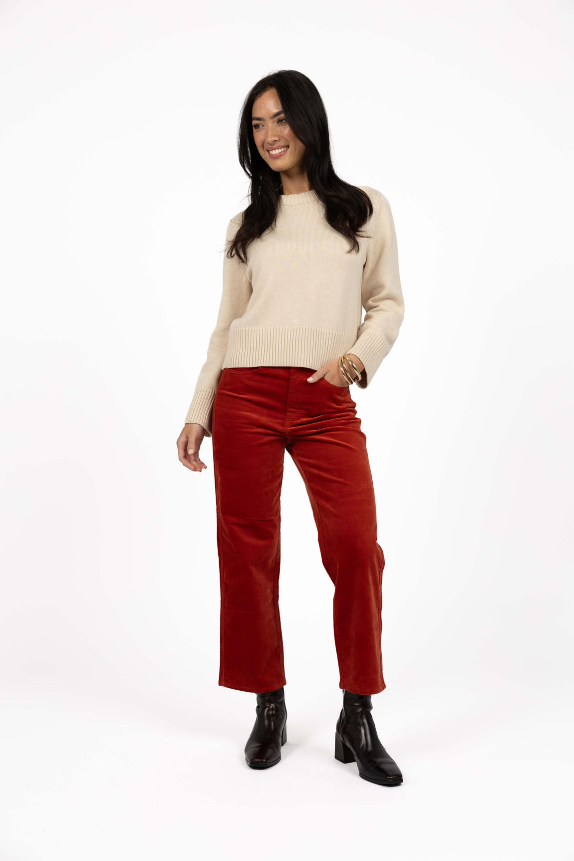 Va Va Velour Pant from Humidity Lifestyle - Rust Colour