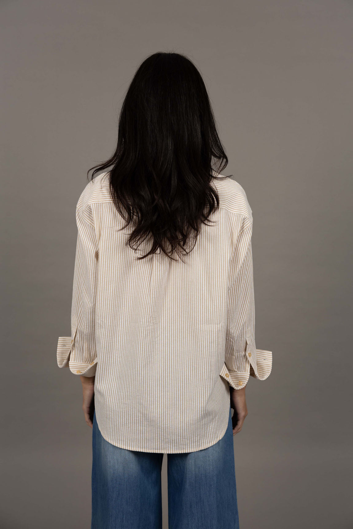 Nala Striped Linen blend Shirt from Humidity Lifestyle - Sand Stripe