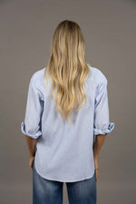 Nala Striped Linen blend Shirt from Humidity Lifestyle - Sky Blue Stripe