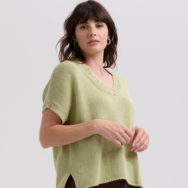 LD & Co Textured V-neck Top - Lemongrass