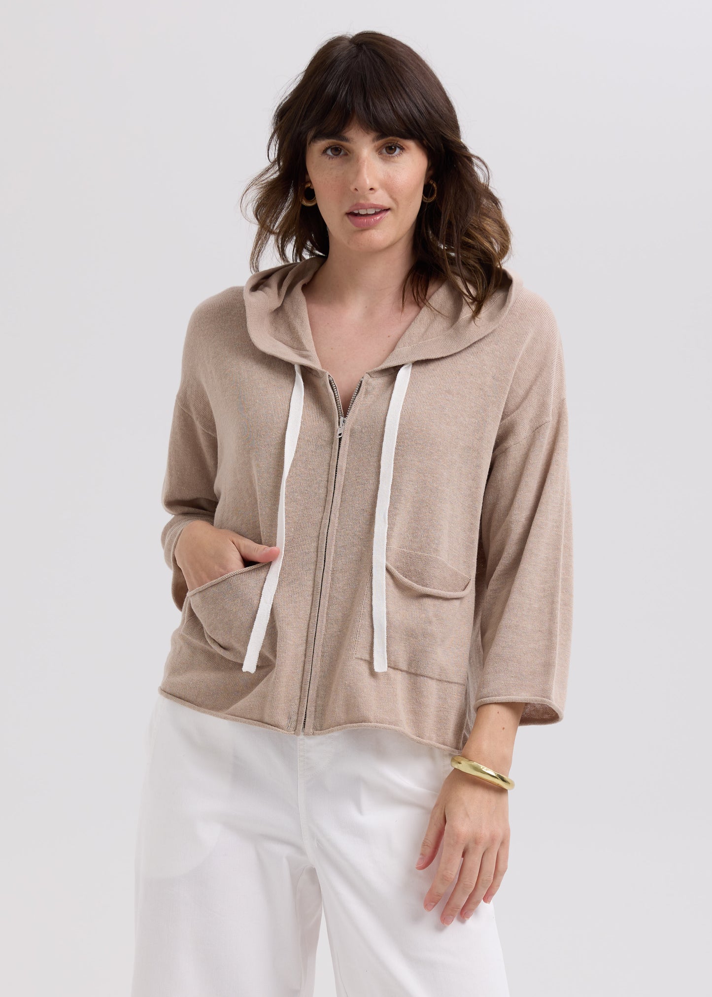 LD & Co Linen Hoodie - Taupe