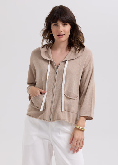 LD & Co Linen Hoodie - Taupe