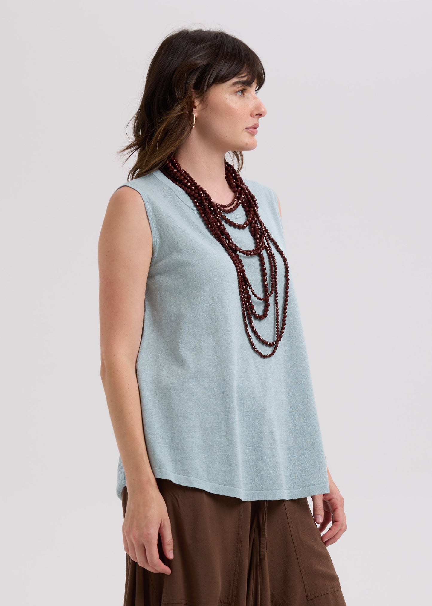 LD & Co Linen A-Line top - Light Cyan