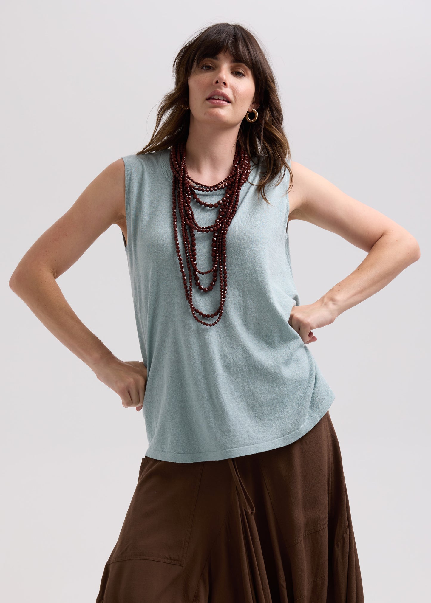 LD & Co Linen A-Line top - Light Cyan