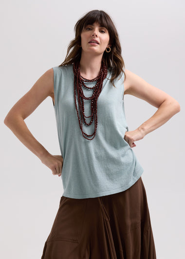 LD & Co Linen A-Line top - Light Cyan