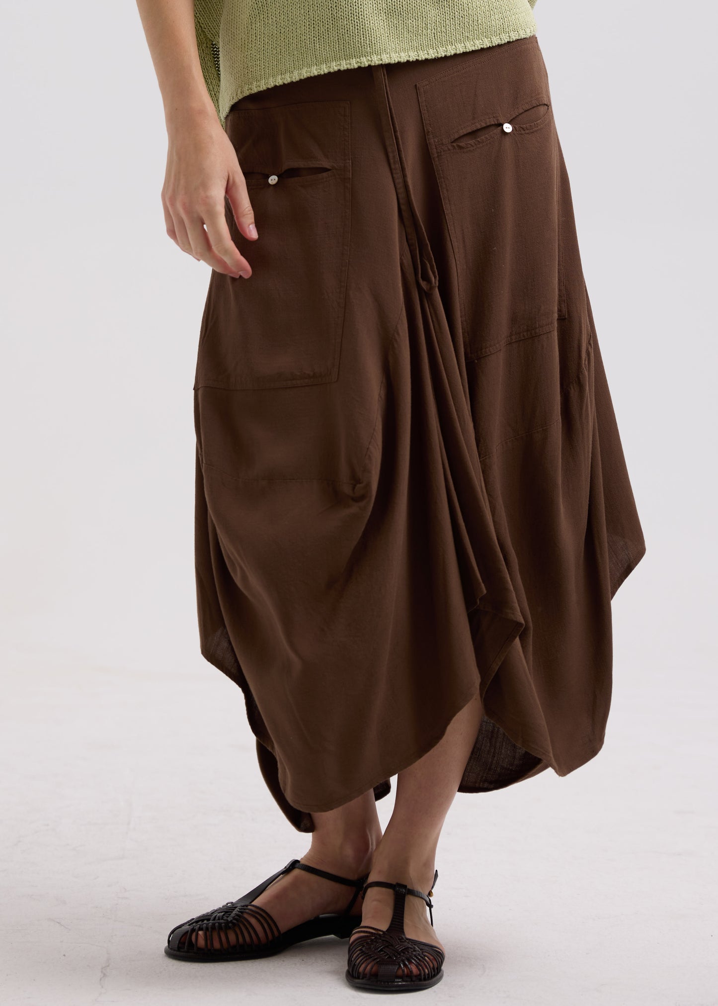 LD & Co Drape Bottom Skirt - Cocoa colour