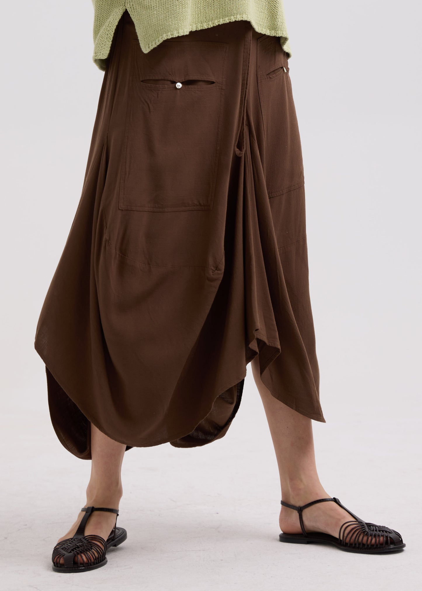 LD & Co Drape Bottom Skirt - Cocoa colour