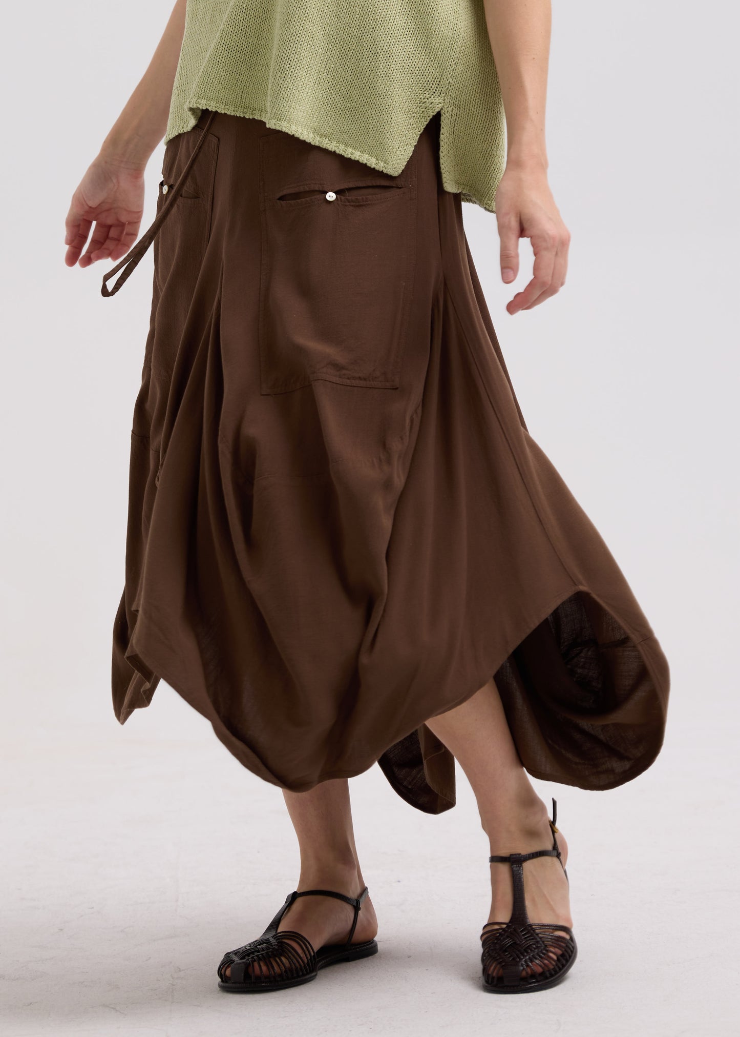 LD & Co Drape Bottom Skirt - Cocoa colour