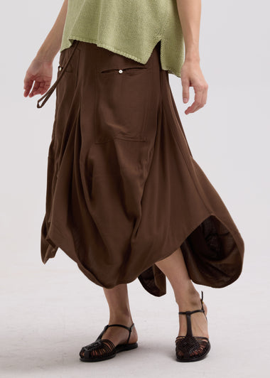 LD & Co Drape Bottom Skirt - Cocoa colour