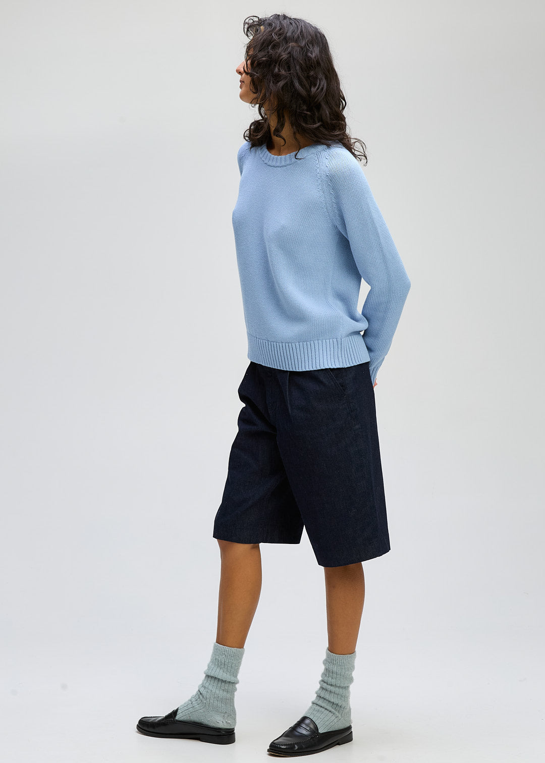 Chunky Knit Crew - Periwinkle