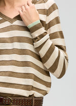 LD & Co Stripe V Jumper - Bark Colour