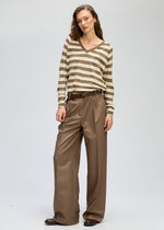 LD & Co Stripe V Jumper - Bark Colour