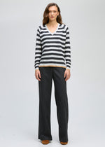 LD & Co Stripe V Jumper - Light Marl