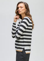 LD & Co Stripe V Jumper - Light Marl