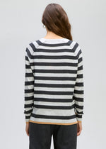 LD & Co Stripe V Jumper - Light Marl