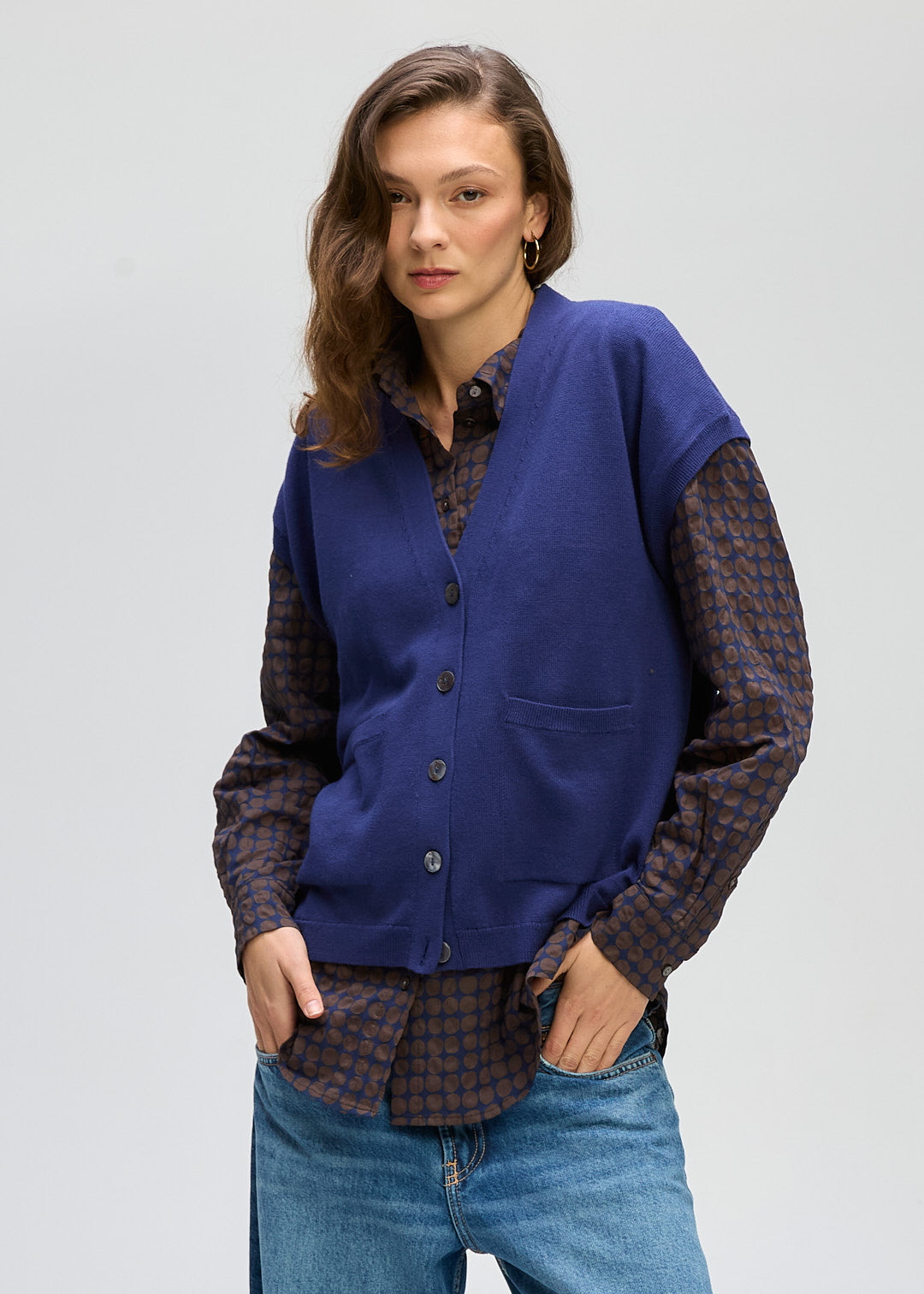 LD & Co Button Vest Blue