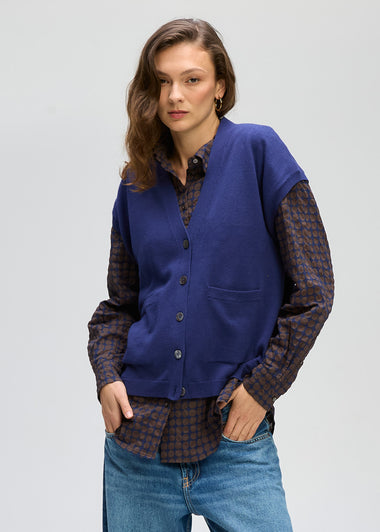 LD & Co Button Vest Blue