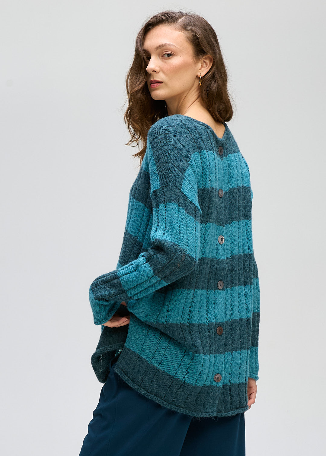 LD & Co Two-way stripe Tunic - Deep Sea/Blue