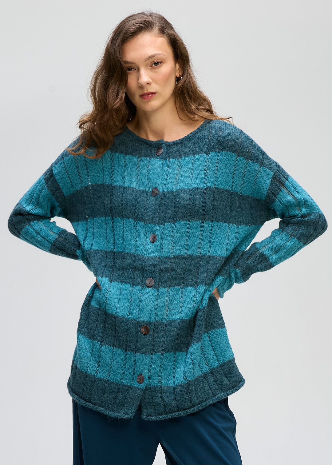 LD & Co Two-way stripe Tunic - Deep Sea/Blue