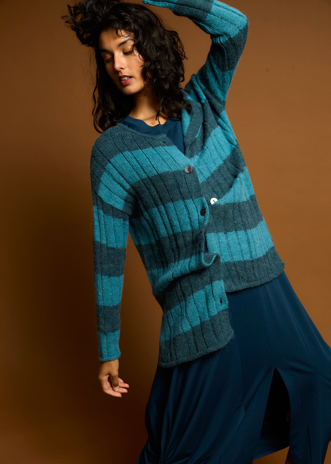 LD & Co Two-way stripe Tunic - Deep Sea/Blue