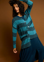 LD & Co Two-way stripe Tunic - Deep Sea/Blue