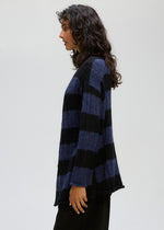 LD & Co Two-way stripe Tunic - Midnight/Black