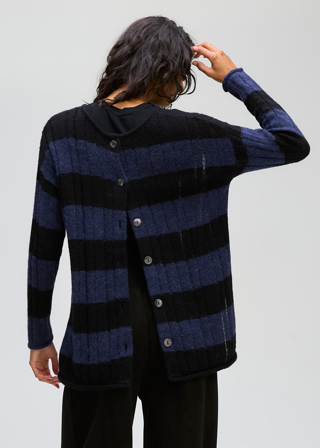 LD & Co Two-way stripe Tunic - Midnight/Black