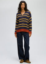 LD & Co Cozy Striped V Jumper - Rust