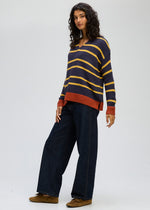 LD & Co Cozy Striped V Jumper - Rust