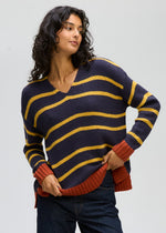 LD & Co Cozy Striped V Jumper - Rust