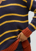LD & Co Cozy Striped V Jumper - Rust