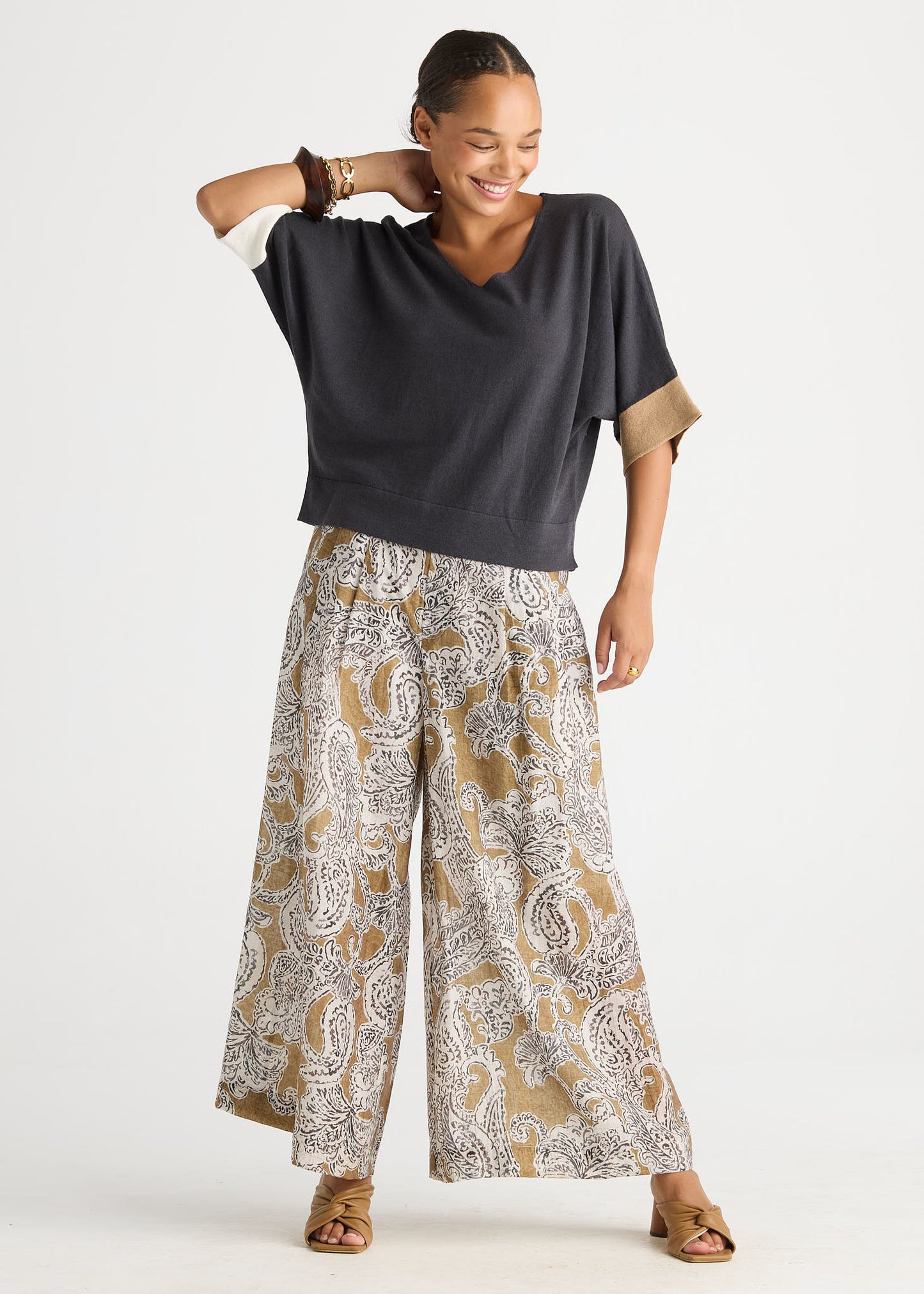 Contrast Cuff Top from LD&Co - Graphite colour