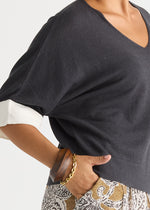 Contrast Cuff Top from LD&Co - Graphite colour