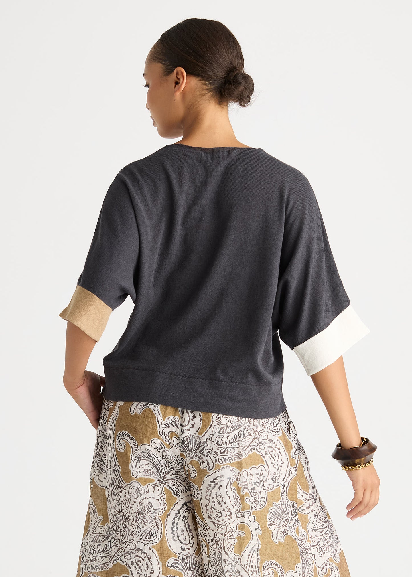 Contrast Cuff Top from LD&Co - Graphite colour