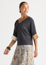 Contrast Cuff Top from LD&Co - Graphite colour